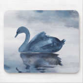 Tapis De Souris Misty Reflections | Moody Dusty Blue Swan sur le l (Devant)