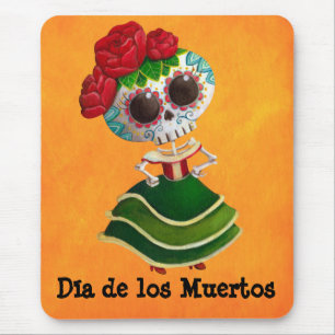 Tapis De Souris Mlle la mort de Dia de Muertos Mexican