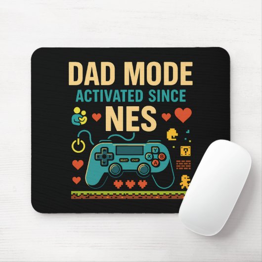 Tapis De Souris Mode papa Activé NES Retro Gamer Art (Avec souris)