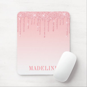 Tapis De Souris Mode Tendance Élégante Rose Blush Paillettes Dégou