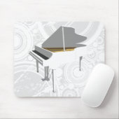 Tapis De Souris modèle 3D : Piano à queue blanc : Mousepad (Avec souris)