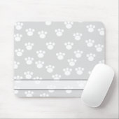Tapis De Souris Modèle blanc et gris-clair d'empreinte de patte (Avec souris)