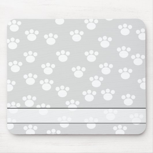 Tapis De Souris Modèle blanc et gris-clair d'empreinte de patte (Devant)