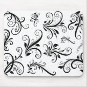 Tapis De Souris Modèle Damask, Damask français, noir et blanc (Devant)