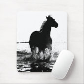 Tapis De Souris Modèle d'art de la Pop Cheval Noir & Blanc (Avec souris)