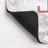 Tapis De Souris Modèle de Marbre blanc d'or Rose monogramme (Coin)