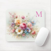 Modèle de monogramme floral aquarelle coloré perso
