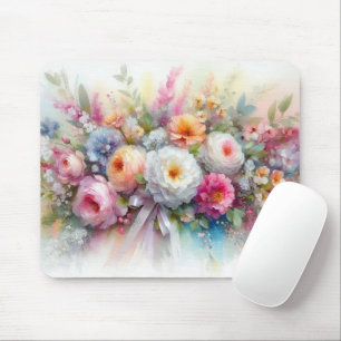 Tapis De Souris Modèle de peinture de fleurs à l'aquarelle