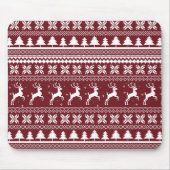 Tapis De Souris Modèle de pull de Noël Red Holiday Reindeer (Devant)