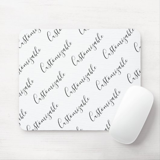 Tapis De Souris Modèle de texte de script moderne éditable | Noir (Avec souris)