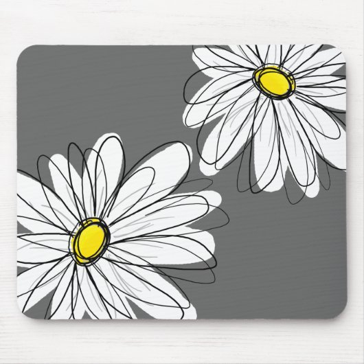 Tapis De Souris Modèle floral lunaire en gris jaune (Devant)