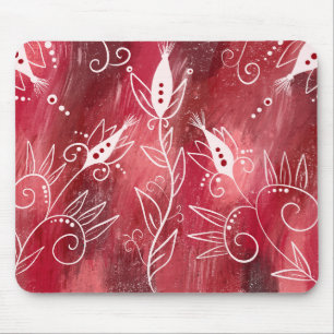Tapis De Souris Modèle Floral rouge