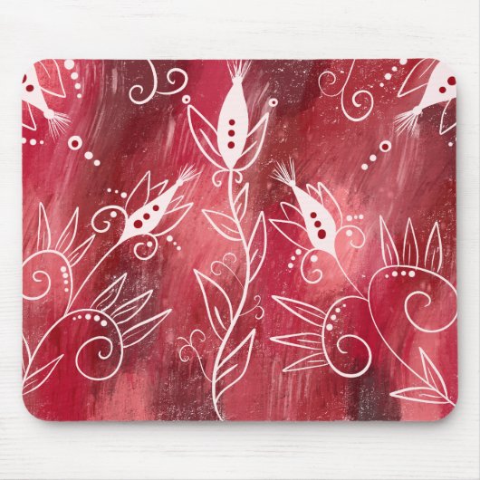 Tapis De Souris Modèle Floral rouge (Devant)