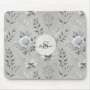 Tapis De Souris Modèle floral vintage sur Arrière - plan gris rust