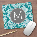 Tapis De Souris Modèle gris chic et Damas Turquoise Monogramme per<br><div class="desc">Ajoutez vos monogrammes à ces damas à fleurs tendance et féminines aux couleurs populaires. Le damas a un aspect de tableau noir fantaisiste.</div>
