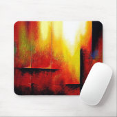 Tapis De Souris Modèle moderne Abstrait tendance rouge jaune vert (Avec souris)