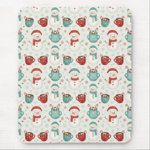 Tapis De Souris Modèle sans couture de Noël bonhomme de neige et c