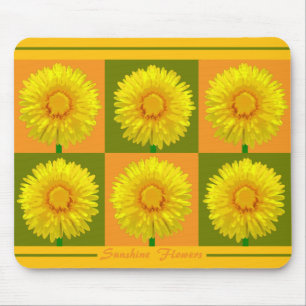 Tapis De Souris Modèle "Sunshine Flower" Checkerboard Mousepad.