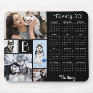 Tapis De Souris Modern 2023 Calendar Monogram Script Name 5 Photo