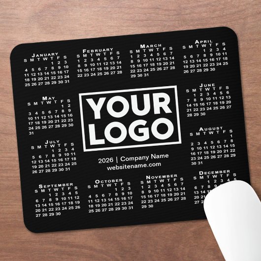 Tapis De Souris Modern 2026 Calendar Business Logo Black