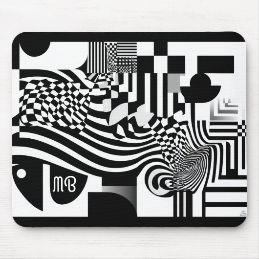 Tapis De Souris Modern Abstract Geometric Black White Pattern (Devant)