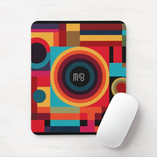 Tapis De Souris Modern Abstract Geometric Vibrant Energetic Shapes (Avec souris)