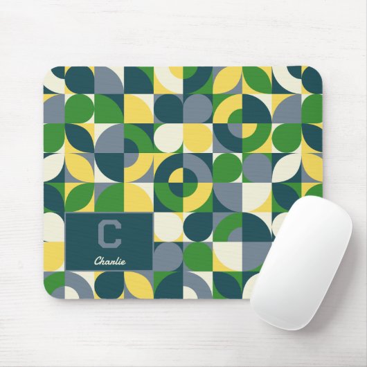 Tapis De Souris Modern Bauhaus Abstract Geometric Monogram Pattern (Avec souris)