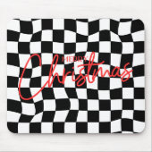 Tapis De Souris Modern black and white checkered Christmas (Devant)
