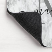 Tapis De Souris Modern Black White Gray Marble Monogram Script (Coin)