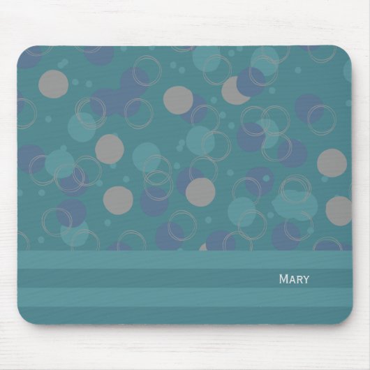 Tapis De Souris Modern Classic Blue Circles Pattern First Name (Devant)