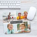 Tapis De Souris Modern Creating Memories Family Photo Collage<br><div class="desc">Modern 4 photos on a grid with "creating memories" in the center overlaying charcoal rectangle box.</div>