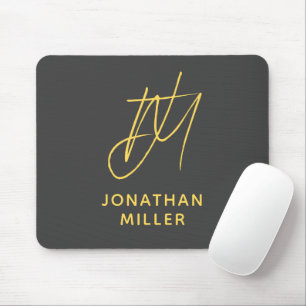 Tapis De Souris Modern Gray Yellow Monogram