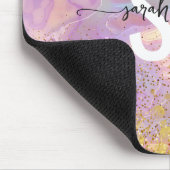 Tapis De Souris Modern holographic opal stone iridescent monogram  (Coin)