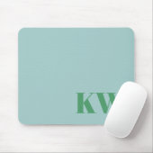 Tapis De Souris Modern Light Blue Monogram Initials Personalized (Avec souris)
