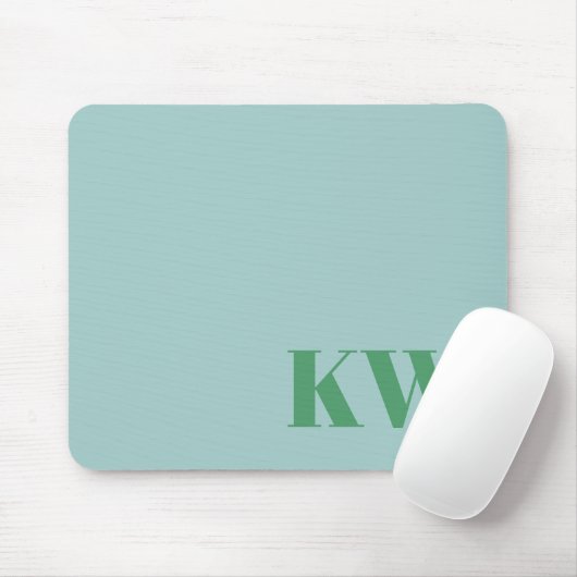 Tapis De Souris Modern Light Blue Monogram Initials Personalized (Avec souris)
