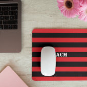 Tapis De Souris Modern Monogram Black and Red Stripes