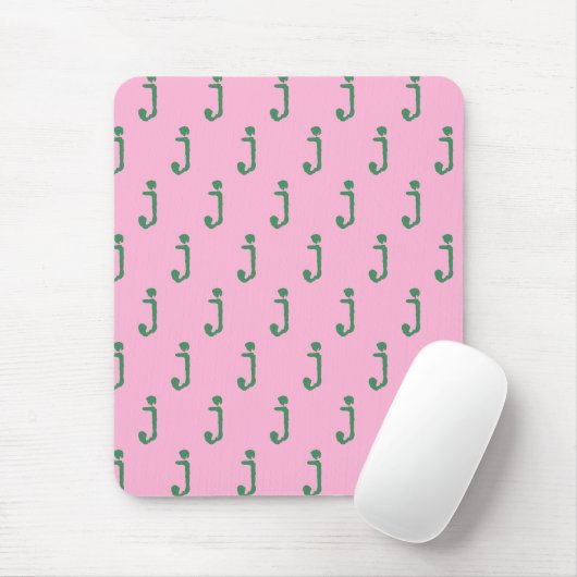 Tapis De Souris Modern Monogram Letter Typewriter Typography Pink (Avec souris)