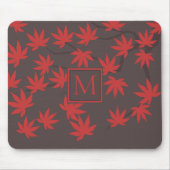 Tapis De Souris Modern Monogram Red Maple Leaf Grey (Devant)