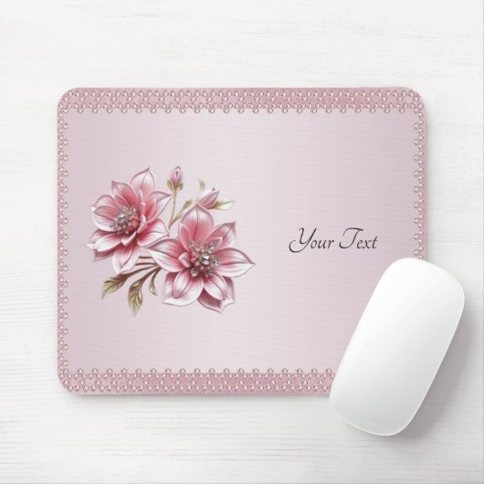 Tapis De Souris Modern Pink Flowers Mousepad (Avec souris)
