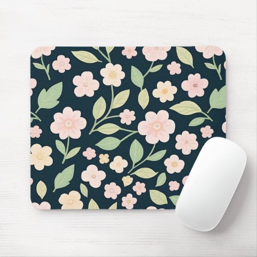 Tapis De Souris Modern Pink Wildflowers Pattern (Avec souris)