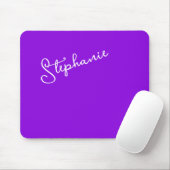 Tapis De Souris Modern Purple Personalized Name Script Minimalist  (Avec souris)