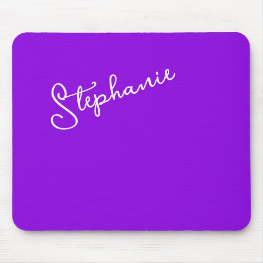 Tapis De Souris Modern Purple Personalized Name Script Minimalist  (Devant)