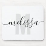 Tapis De Souris Modern Simple Monogramme Nom de l'écriture manuscr<br><div class="desc">Monogramme moderne avec nom d'écriture.</div>