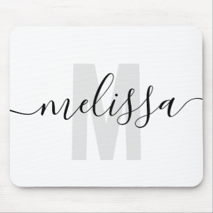 Tapis De Souris Modern Simple Monogramme Nom de l'écriture manuscr