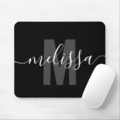 Tapis De Souris Modern Simple Monogramme Nom de l'écriture manuscr (Avec souris)