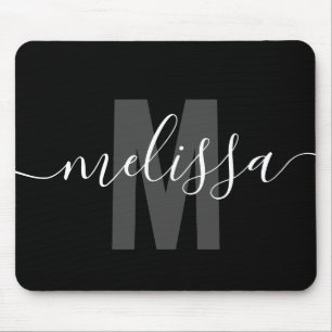 Tapis De Souris Modern Simple Monogramme Nom de l'écriture manuscr