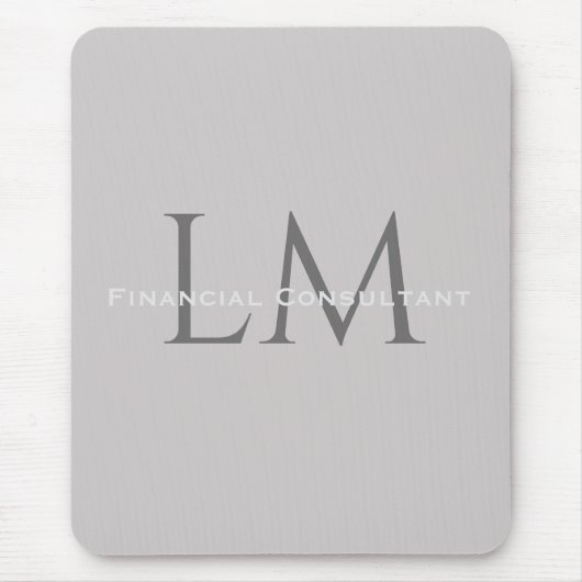 Tapis De Souris Modern Taupe Gray Monogram Workspace Accent (Devant)