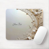Tapis De Souris Modern White Flowers Pearls Mousepad (Avec souris)