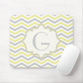 Tapis De Souris Modern yellow, grey, ivory chevron pattern custom (Avec souris)