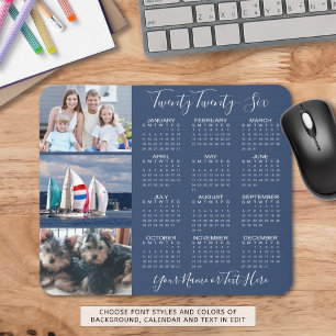 Tapis De Souris Moderne 2026 Calendrier 3 Photos Personnalisées